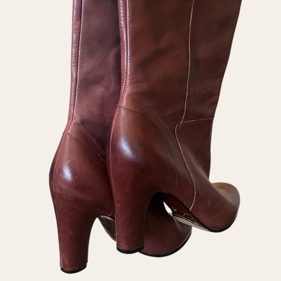 Burgundy leather knee high heeled boots Sam Edelman Seraphina size 11 - Picture 3 of 10